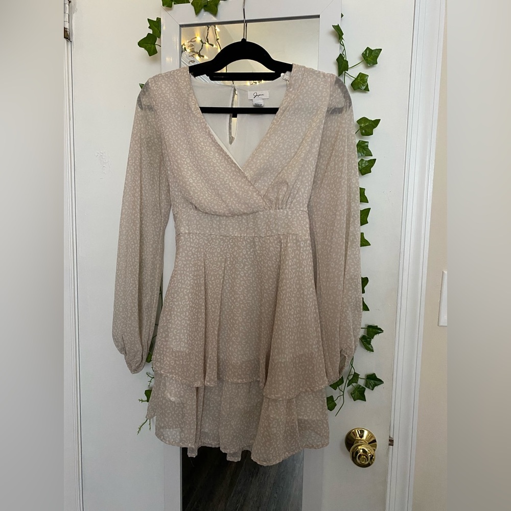 Cream animal print mini dress